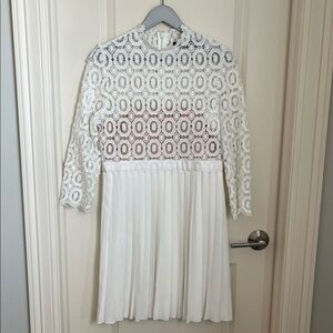 White Lace Pleated Dress - ASOS